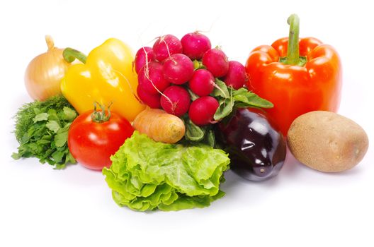 fresh vegetables on the white background