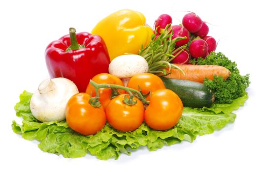 fresh vegetables on the white background