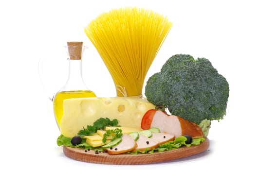 pasta ingredients isolated on white background