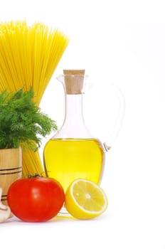 pasta ingredients isolated on white background