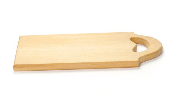 Wooden chopping board isolated on white background