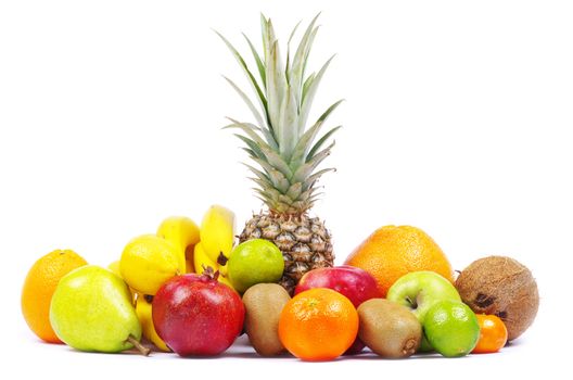 Composition with fruits isolated on white