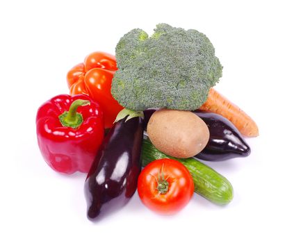 vegetables on the white background