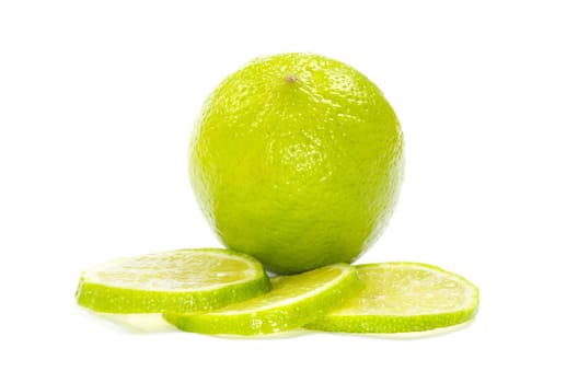 Fresh ripe lime isolated on white background