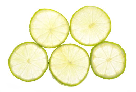lime slices isolated on white background