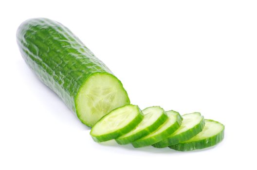 Cucumbers on the white background