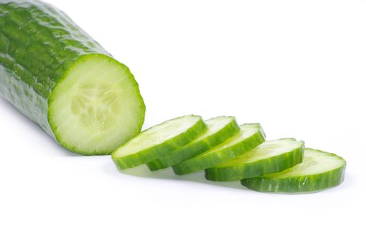 Cucumbers on the white background