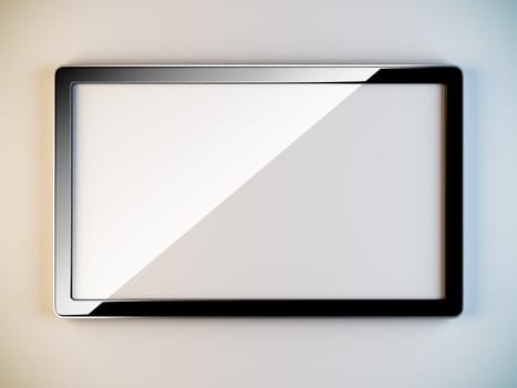 A 3D illustration of empty black plastic frame.