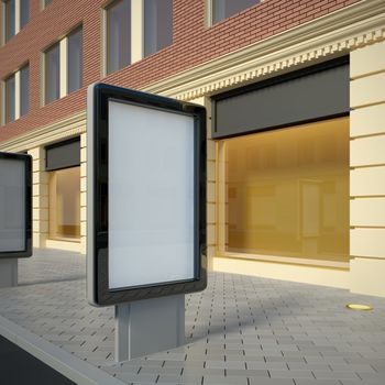 3D illustration of citylight in the downtown. Street view.