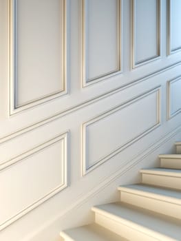 3D illustration of classical staircase.