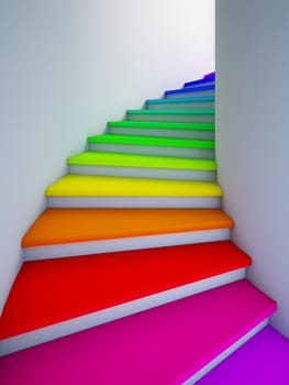 A 3d illustration of a spiral colorful stair to the future.