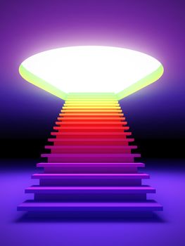 A 3d illustration of a colorful stair to the future.