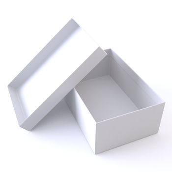 A 3D illustration of white opened empty box.