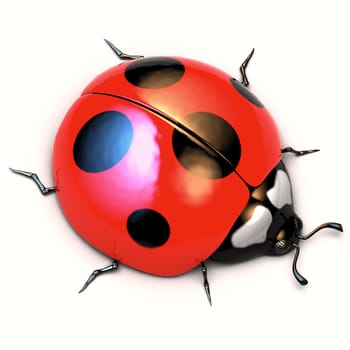 A 3d illustration of ladybird isolated on white background.