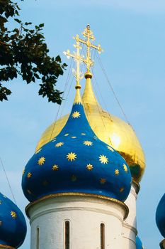 Domes of the Assumption Cathedral of Sergiev-Pechersk Lavra in Sergiev Posad