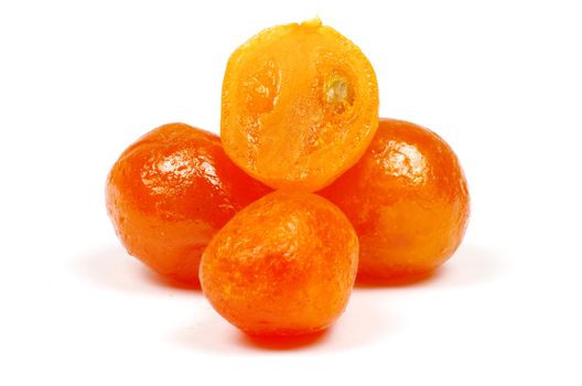 Dried kumquat isolated on a white background