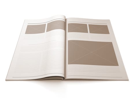 A 3d illustration of a Magazine blank page for design layout illustration.