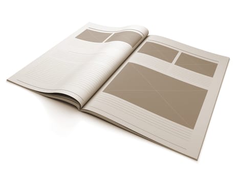 A 3d illustration of a Magazine blank page for design layout illustration.