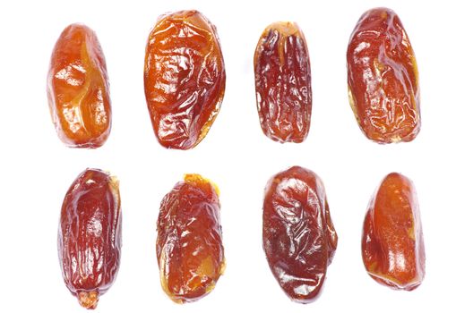dryed dates on white background
