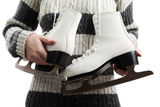 Women holding winter activity rink ice sport skate