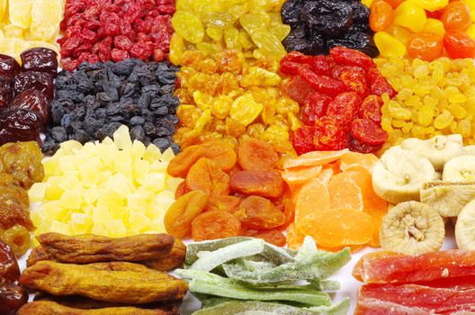 Background made of assorted dried fruits