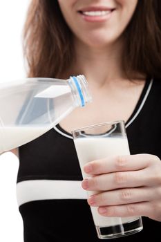 Smiling women drinking healthy lifestyle milk food