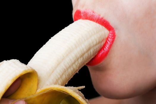 Sex symbol women sucking eating banana fruit food