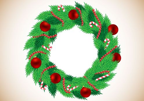 Christmas wreath with balloons and garlands vector