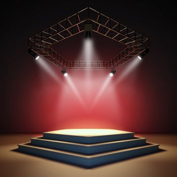 A 3d illustration of an empty stage.