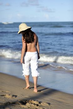 Woman relaxing on the beach