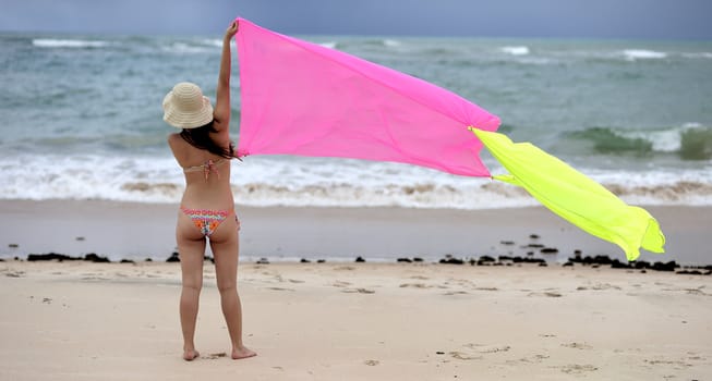 Woman enjoying on the beach, Brazil