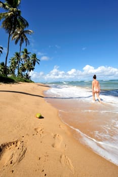 Woman enjoying on the beach, Brazil