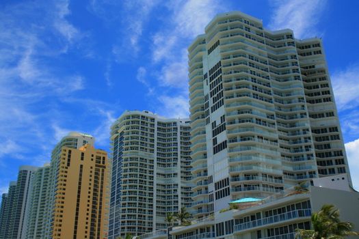 Close up of the modern buildings.
