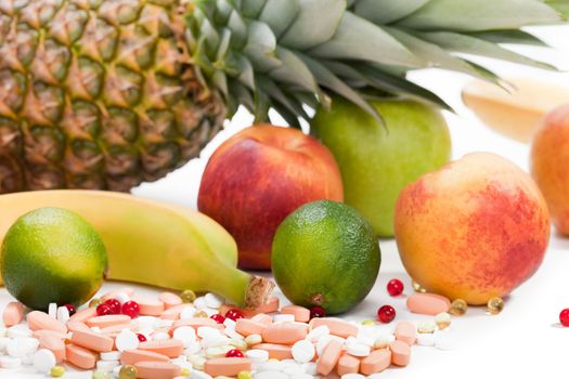 Healthy eating tropical multi fruit vitamin pills