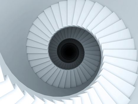 A 3d illustration of a spiral stair to the infinity.