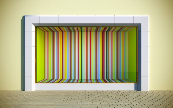 3D illustration of colorful showcase.