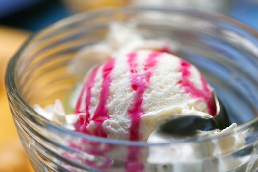 Sweet cold frozen vanilla ice cream dessert food