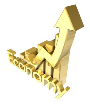 3d made Economy - Statistics graphic in gold 