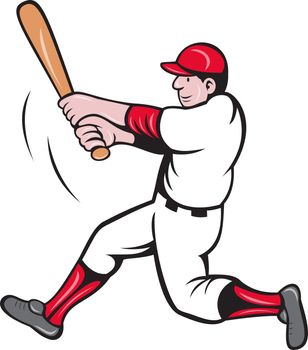 illustration of a baseball player batting cartoon style isolated on white