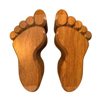 3d made - foot prints in wood