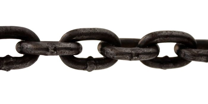 Steel metal chain link connection white isolated