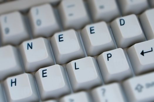 Computer keyboard key text closeup