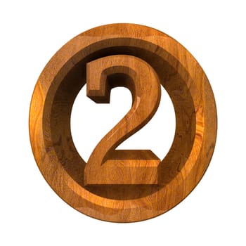 3d made - number 2 in wood 