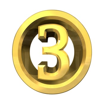 3d made number 3 in gold 