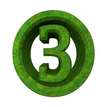 3d made - number 3 in green grass 