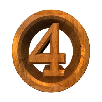 3d made number 4 in wood 