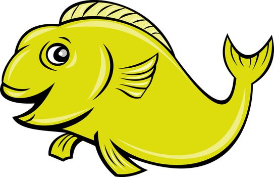 illustration of a happy cartoon fish isolated on white