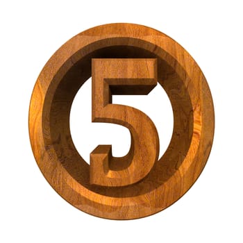 3d made - number 5 in wood 