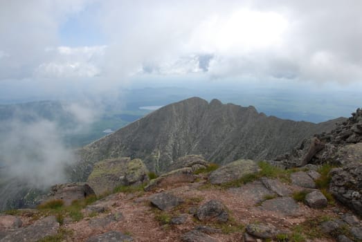 A view along the trails of Mount Katahdin in Baxter State Park, Maine,