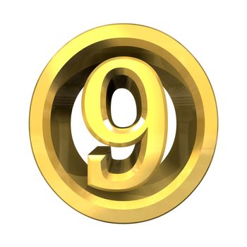 3d made - number 9 in gold 